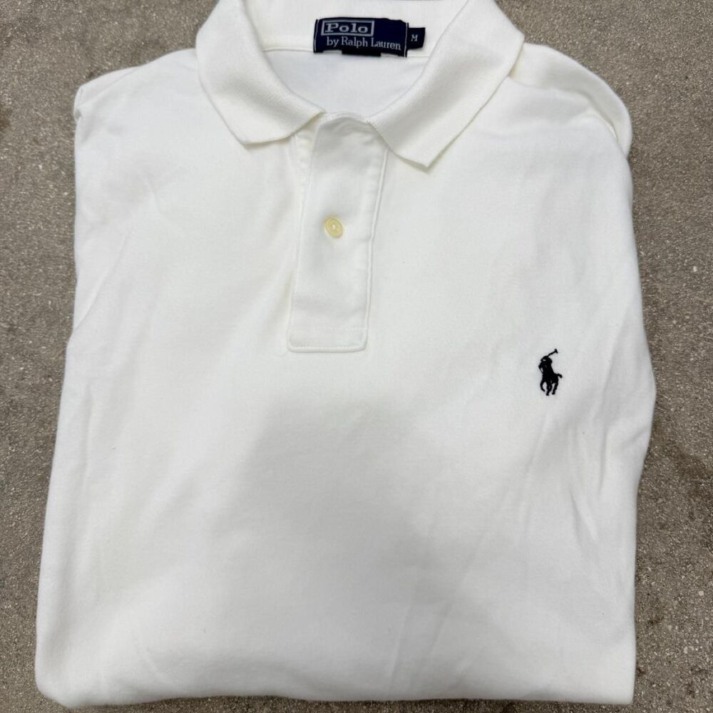 Polo Ralph Lauren Men's White and Cream Polo-shirts